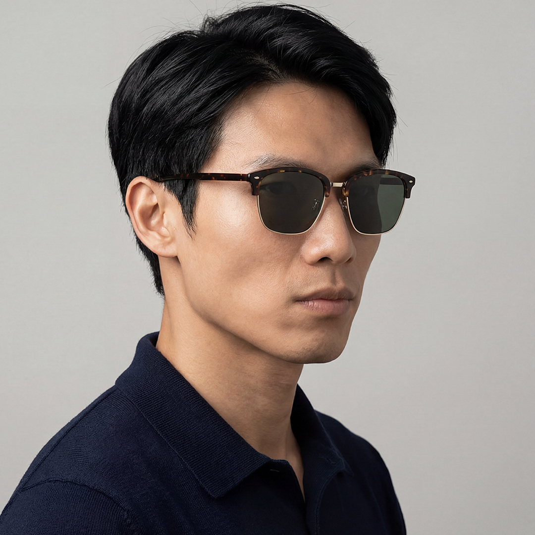 OWNDAYS | SUN Brown Demi Half Rim Browline right side